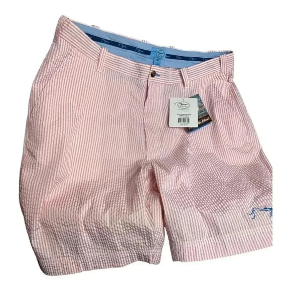 ⭐️ Hosr Pick ⭐️NWT True Flies Manasota pink and white Seersucker Shorts Size 40 - Picture 2 of 14